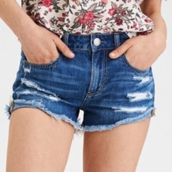 American Eagle Outfitters Pants - AE Tomgirl Shortie Distressed Denim Shorts 14